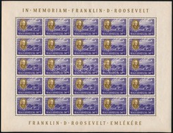 ** 1947 Roosevelt 50f 25-ös Teljes ív / Mi 991 Complete Sheet (apró Ráncok, Saroktörés / Small Creases, Corner Fold) - Autres & Non Classés