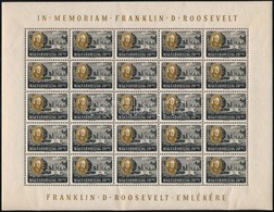 ** 1947 Roosevelt 70f 25-ös Teljes ív / Mi 992 Complete Sheet (apró Ráncok, Gumihiba / Small Creases, Gum Disturbance) - Autres & Non Classés