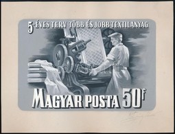 1950 Ötéves Terv 70f, Légrády Sándor Eredeti, Szignált Bélyegterve / Original, Signed Essay Of S. Légrády - Autres & Non Classés