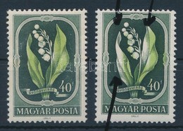 ** 1951 Virág II. 40f A Zöld Szín Erős Elcsúszásával + Támpéldány / Mi 1209 Shifted Green Colour - Sonstige & Ohne Zuordnung