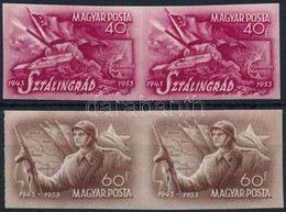 ** 1953 Sztálingrád Vágott Sor Párokban (18.000) / Mi 1283-1284 Imperforate Pairs - Autres & Non Classés