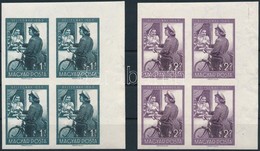 ** 1953 Bélyegnap Vágott Sor ívsarki Négyestömbökben (36.000) / Mi 1338-1339 Imperforate Margin Blocks Of 4 - Autres & Non Classés