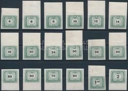 ** 1953 50 éves A Magyar Portóbélyeg ívszéli Vágott Sor / Mi Postage Due 203-217 Imperforate Margin Set - Sonstige & Ohne Zuordnung