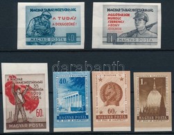 ** 1954 Magyar Tanácsköztársaság és Alkotmány Vágott ívszéli Sorok (25.000) / Mi 1370-1372 + 1384-1386 Imperforate Margi - Sonstige & Ohne Zuordnung