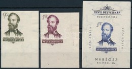 ** 1954 Jókai Mór ívsarki Vágott Sor és Vágott Blokk (25.000) / Mi 1395-1396 Imperforate Set + 24 Imperforate Block - Autres & Non Classés