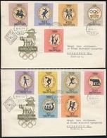 1960 Római Olimpia ívszéli Vágott Sor 2 FDC-n / Mi 1686-1696 Imperforate Margin Set On FDC's - Otros & Sin Clasificación