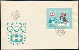 1964 Téli Olimpia Vágott Blokk FDC-n / Mi 40 Imperforate Block On FDC - Autres & Non Classés