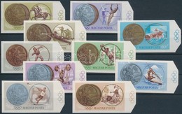 ** 1965 Olimpiai érmesek ívszéli Vágott Sor, Az ívszélen Olimpiai Karikákkal / Mi 2089-2100 Imperforate Margin Set - Autres & Non Classés