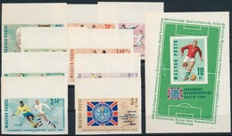 ** 1966 Labdarúgó VB ívszéli Vágott Sor + Vágott Blokk (9.000) / Mi 2242-2250 Imperforate Margin Set + Mi 53 Block - Autres & Non Classés