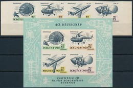 ** 1967 Aerofila II. Vágott Négyescsík és Blokk (8.500) / Mi 2351-2354 Imperforate Stripe Of 4 + Mi 59 Block - Autres & Non Classés