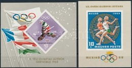 ** 1968 2 Klf Olimpia Vágott Blokk / Mi 62 + 65 Imperforate Blocks - Autres & Non Classés