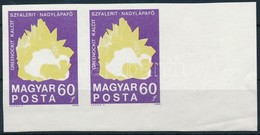 ** 1969 Földtani Intézet 60f Vágott ívsarki Pár Fekete Színnyomat Nélkül (80.000) / Mi 2521 Imperforate Corner Pair, Bla - Autres & Non Classés