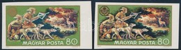 ** 1971 Vadászati Világkiállítás 80f Vágott Bélyeg Fekete Színnyomat Nélkül + Támpéldány / Mi 2666 Imperforate Stamp, Bl - Autres & Non Classés