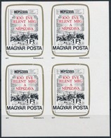 ** 1977 Népszava Vágott ívsarki Négyestömb / Mi 3191 Imperforate Corner Block Of 4 - Autres & Non Classés