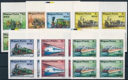 ** 1979 A Vasút Fejlődése Vágott Sor ívszéli Négyestömbökben (24.000) / Mi 3343-3349 Imperforate Margin Blocks Of 4 - Autres & Non Classés