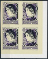 ** 1980 Kaffka Margit ívsarki Vágott Négyestömb / Mi 3431 Imperforate Corner Block Of 4 - Sonstige & Ohne Zuordnung