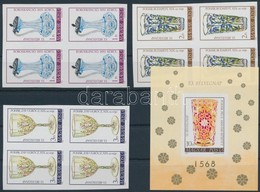 ** 1980 Bélyegnap Vágott Sor 4-es Tömbökben + Vágott Blokk (20.000) / Mi 3445-3447 Imperforate Blocks Of 4+ Mi 144 Imper - Other & Unclassified