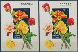 ** 1982 Rózsák 2 Db Sorszámkövető Vágott Blokk (14.000) / 2 X Mi Block 156 - Sonstige & Ohne Zuordnung