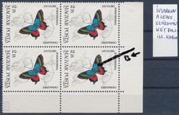 ** 1984 Lepke 2Ft ívsarki 4-es Tömb, Benne Poloska A Lepke Szárnyán / Mi 3684 Block Of 4 With Plate Variety - Sonstige & Ohne Zuordnung