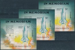 ** 1986 3 Db In Memoriam Sorszámkövető Vágott Blokk (13.500) / 3 X Mi 182 Imperforate Blocks - Other & Unclassified