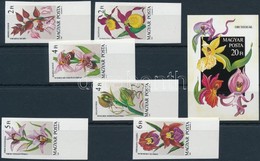 ** 1987 Orchideák Vágott ívszéli Sor és Vágott Blokk (13.000) / Mi 3922-3927 Imperforate Set + Mi 192 Imperforate Block - Other & Unclassified