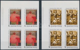 ** 1990 Ferenczy Noémi és Ferenczy Béni Vágott Sor ívsarki 4-es Tömbökben (12.000) / Mi 4095-4096 Imperforate Set In Cor - Sonstige & Ohne Zuordnung