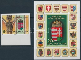 ** 1990 A Magyar Köztársaság Címere I. ívszéli Vágott Bélyeg és Vágott Blokk (12.000) / Mi 4099 Imperforate Margin Stamp - Autres & Non Classés
