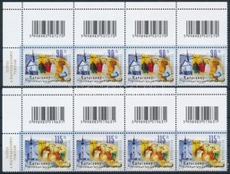 ** 2011 Karácsony Sor Vonalkódos ívsarki Négyescsíkokban, ívszéli Felirattal / Mi 5536-5537 Set In Corner Stripes Of 4 W - Altri & Non Classificati