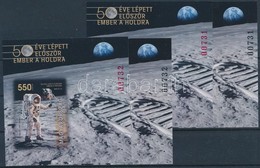 ** 2019 50 éve Lépett Először Ember A Holdra 2 Db Normál és 2 Db Vágott Blokk, Sorszámkövetőek / 2 Perforate And 2 Imper - Other & Unclassified