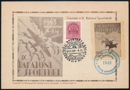 1943/1a Balatoni Sporthét Bélyeg Az Emlékívből Alkalmi Levelezőlapon és Bélyegzéssel / Stamp From A Souvenir Sheet On Po - Other & Unclassified