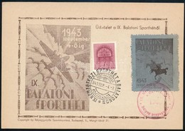 1943/1c Balatoni Sporthét Bélyeg Az Emlékívből Alkalmi Levelezőlapon és Bélyegzéssel / Stamp From A Souvenir Sheet On Po - Sonstige & Ohne Zuordnung