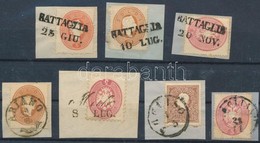1858-1864 7 Db Soldis Bélyeg Kivágáson / 7 Stamps On Cutting - Sonstige & Ohne Zuordnung