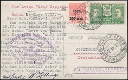 1932 Zeppelin 1. Dél-amerikai útja, Képeslap Németországba / Zeppelin 1st South America Flight Postcard To Germany - Sonstige & Ohne Zuordnung