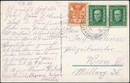 1927 Újrafelhasznált Céglyukasztásos Bélyeg Képeslapon /  Already Used Perfin Stamp Used Again On Postcard - Autres & Non Classés