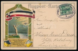 1914 Flugpost Dresden - Leipzig Alkalmi Légi Levelezőlap / Airmail Card - Sonstige & Ohne Zuordnung