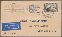 1928 Zeppelin észak Amerikai útja Levél 4RM Zeppelin Bélyeggel / Zeppelin Postcard To New York - Altri & Non Classificati