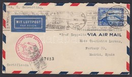 1930 Levél A Zeppelin Dél-amerikai Repüléssel / South America Flight Cover Friedrichshafen-Sevilla To Madrid - Sonstige & Ohne Zuordnung