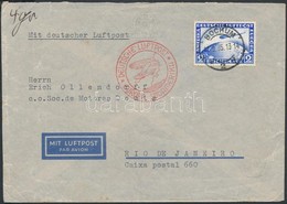 1935 Légi Levél Brazíliába Zeppelin 2RM Bérmentesítássel Mi 423 - Autres & Non Classés