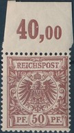 ** 1889 Mi 50c ívszéli Bélyeg Eredeti Gumival, Postatiszta, ívszélen Falcnyom / Margin Stamp With Original Gum, Mint Nev - Autres & Non Classés