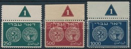 ** 1948 Forgalmi ívszéli Záróértékek, Lemezszámokkal Mi 7-9 A Margin Stamps - Sonstige & Ohne Zuordnung