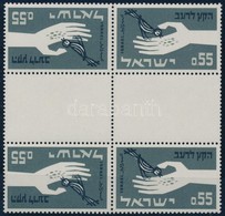 ** 1963 Mi 282 ívközéprészes Négyestömb, Benne Fordított Párok / 2 Inverted Pairs In Gutter Block Of 4 - Otros & Sin Clasificación