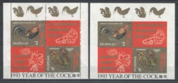 Philippines - Bloc - BF - YT 49 D Et ND ** MNH - 1992 - Année Du Coq - Year Of The Cock - Filipinas