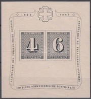 ** 1943 100 éves A Svájci Bélyeg Blokk Mi 8 - Sonstige & Ohne Zuordnung