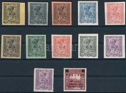 ** (*) * Jugoszlávia 10 Db Próbanyomat + Fordított Felülnyomású Bélyeg / 10 Proofs + Stamp With Inverted Overprint - Sonstige & Ohne Zuordnung