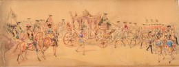 1874 Franz Gaul (1837-?)  2 Db Színpadkép Terv. Akvarell, Papír, Vásznon. Jelzett. 25x66 Cm (2x)  / Theatre Play Design. - Andere & Zonder Classificatie