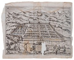 1596 Cusco Urbs Nobilissima & Opule[n]tissima Peruani Regni In Occide[n]tali Parte Sita, Peru, Cusco Rézmetszetű Látképe - Estampes & Gravures