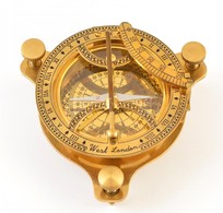 Réz Tájoló, Iránytű és Napóra állítható Lábakkal / Copper Compass And Sundial D:10 - Altri & Non Classificati