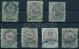 1868 7 Klf Okmánybélyeg, Mindegyik Papírránccal / 7 Different Fiscal Stamps With Paper Crease - Zonder Classificatie