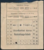 Cca 1910 Gyanafalva MÁV Vasúti Jegy - Zonder Classificatie