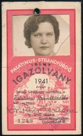 1941 Fényképes Idényigazolvány A Palatinus Strandfürdőbe - Sin Clasificación